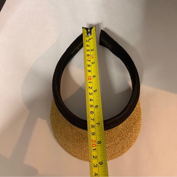 Helen Kaminski Tan Straw Sun Visor Hat Brown Band 9” Bib pickle Ball gardening - Picture 10 of 10
